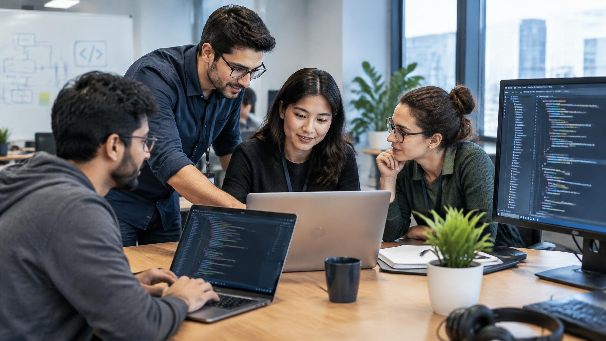 team of programmers in office