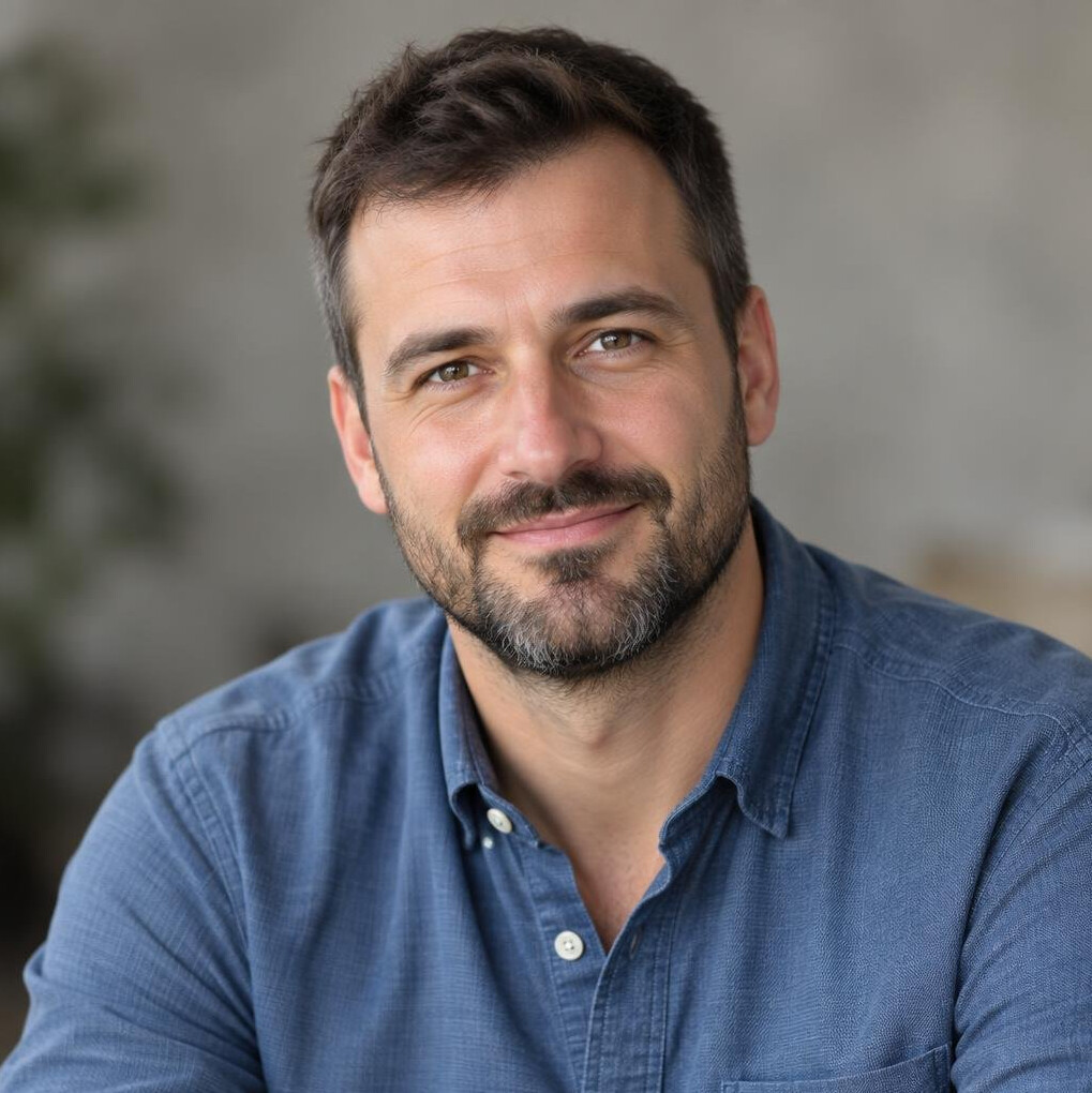 Portrait of a bearded man in a casual shirt