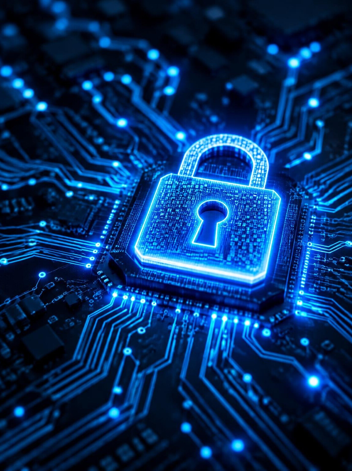 Digital security concept with glowing circuit patterns